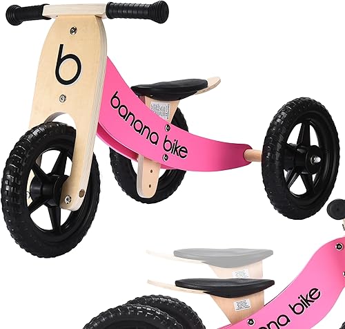banana bike Bicicleta de equilibrio de madera, triciclo para niños pequeños, de 6 meses a 6 años, larga vida útil, enseña a equilibrar y pedalear,