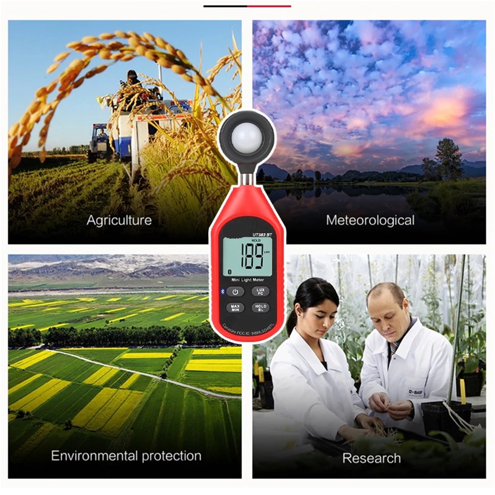 cyfrowy luksomierz, UT383BT Bluetooth Nowa Wersja Ulepszony Mini Środowiskowy Luksomierz Serii BT dla Rolnictwa Domy(UT383)