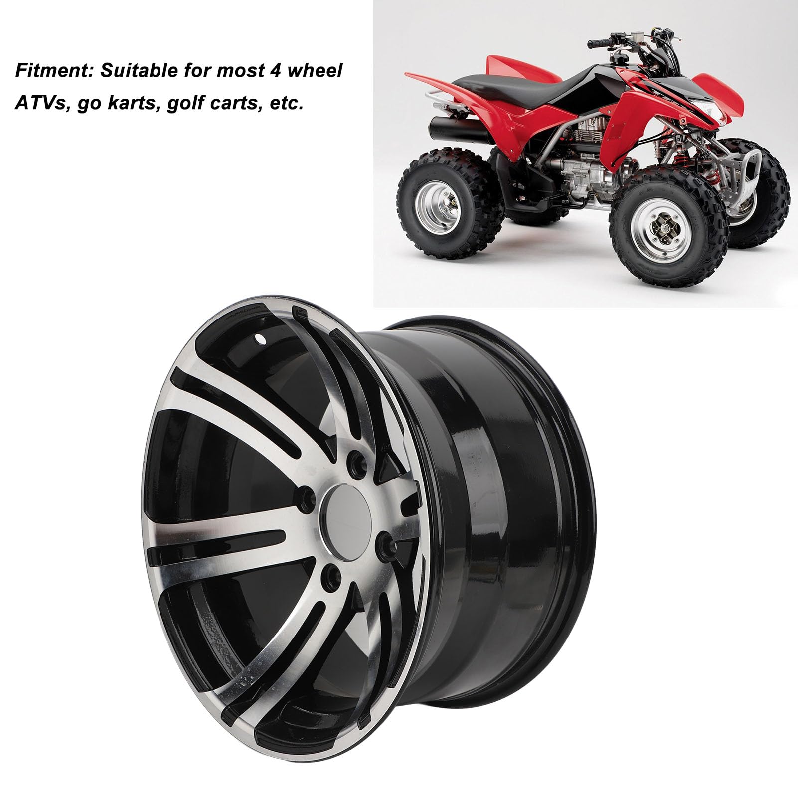 Tonysa 14-calowa Piasta Koła 4 X 110 do Gokarta ATV Cart, Zapasowe Przednie Tylne Koła ze Stopu Aluminium, Wytrzymała, Odporna na rdzę 14-calowa Felga do Pojazdów Użytkowych - 11 Sztuk (Tył)