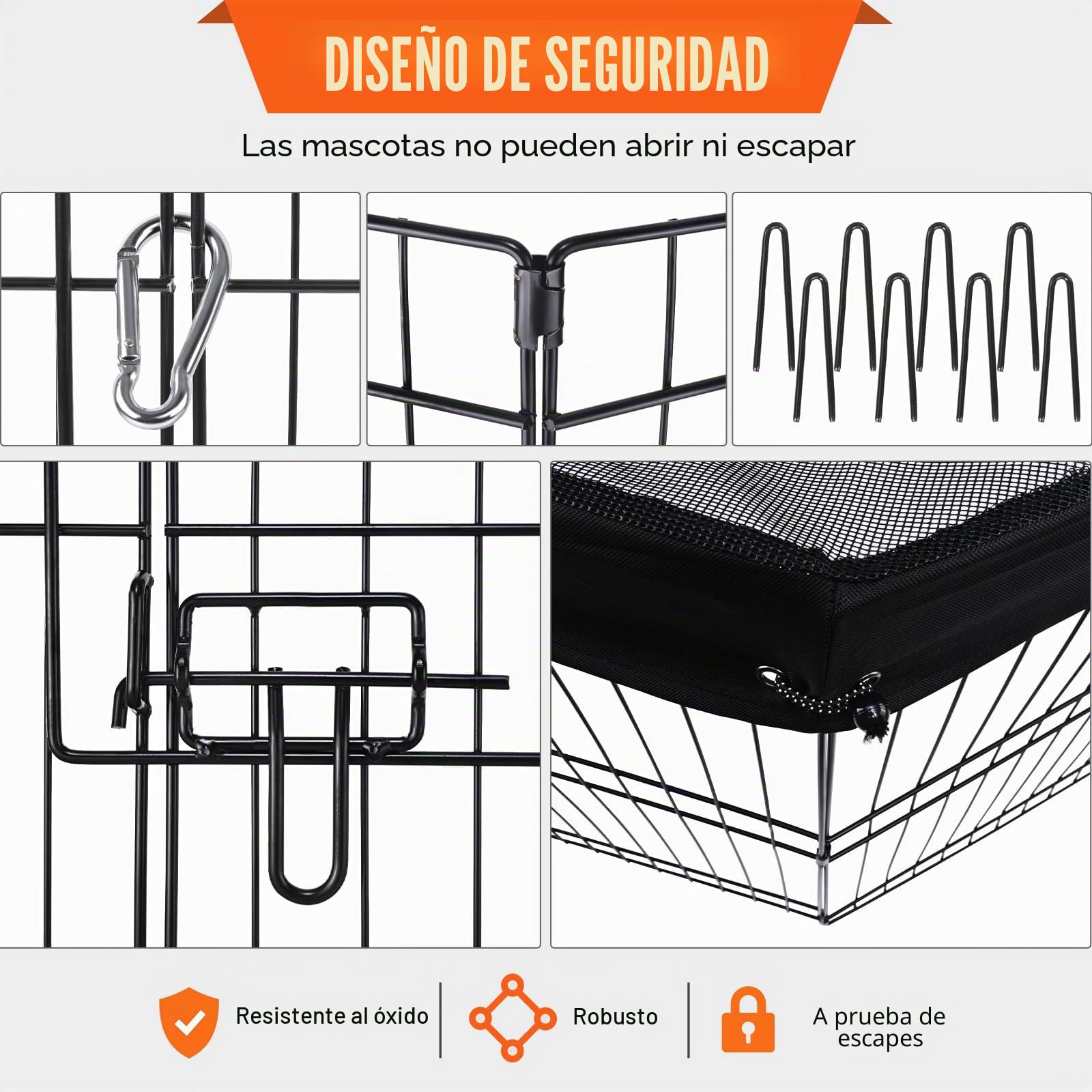 VEVOR Valla para Perros de 61x61 cm, Parque para Perros, Conejos, Gatos, con Valla de Cubierta Superior para Mascotas Pequeñas y Medianas, 8 Paneles de Malla Metálica Plegables para Camping, Viaje