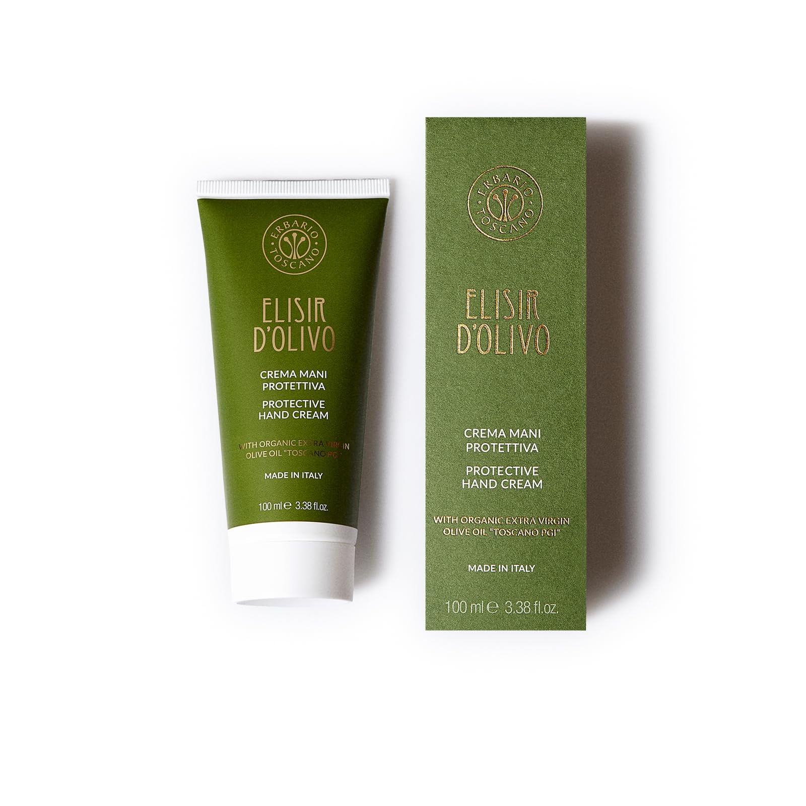 ERBARIO TOSCANO - Crema Mani Protettiva Elisir D'Olivo Trattamento Nutriente e Ristrutturante con Olio Extra Vergine di Oliva Bio Toscano IGP 100ml