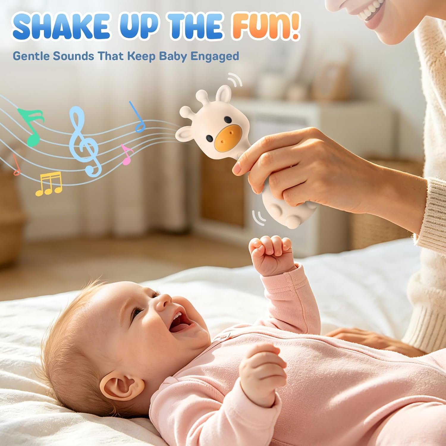 Joyvity Teething Toys for Baby Silicone Teether for Toddler Infant Baby's Chew Toys, Baby Rattle Toys, BPA-Free - Image 5