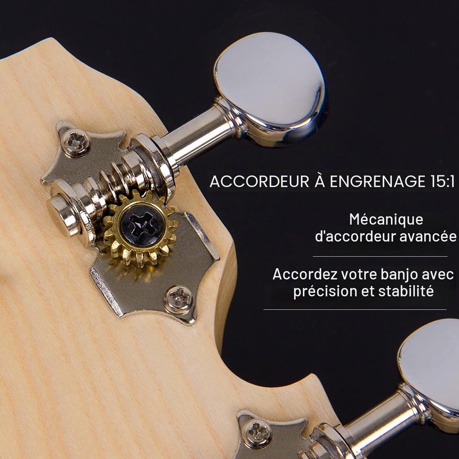 Aklot Banjolele,4 Saiten Banjo-Ukelele 23 Zoll Konzert Remo Trommelkopf, offener Rücken, Ahornkorpus 1:15, Advanced Tuner mit Zwei-Wege-Halsstab,Gigbag Tuner Saitengurt Plektren