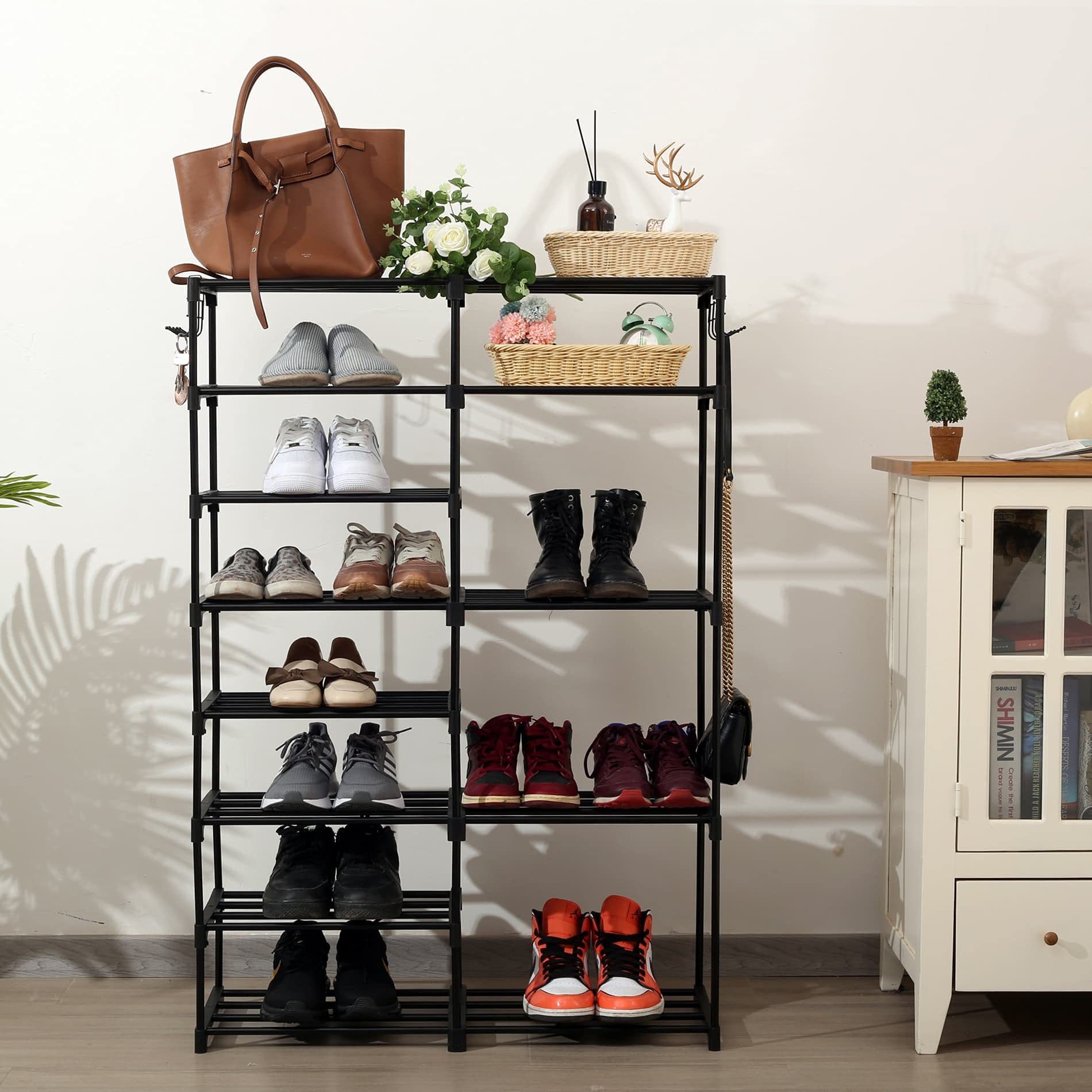 IMVELY 8Tier Tall Shoe Rack Organizer,2435 Pairs Metal Shoe Rack for