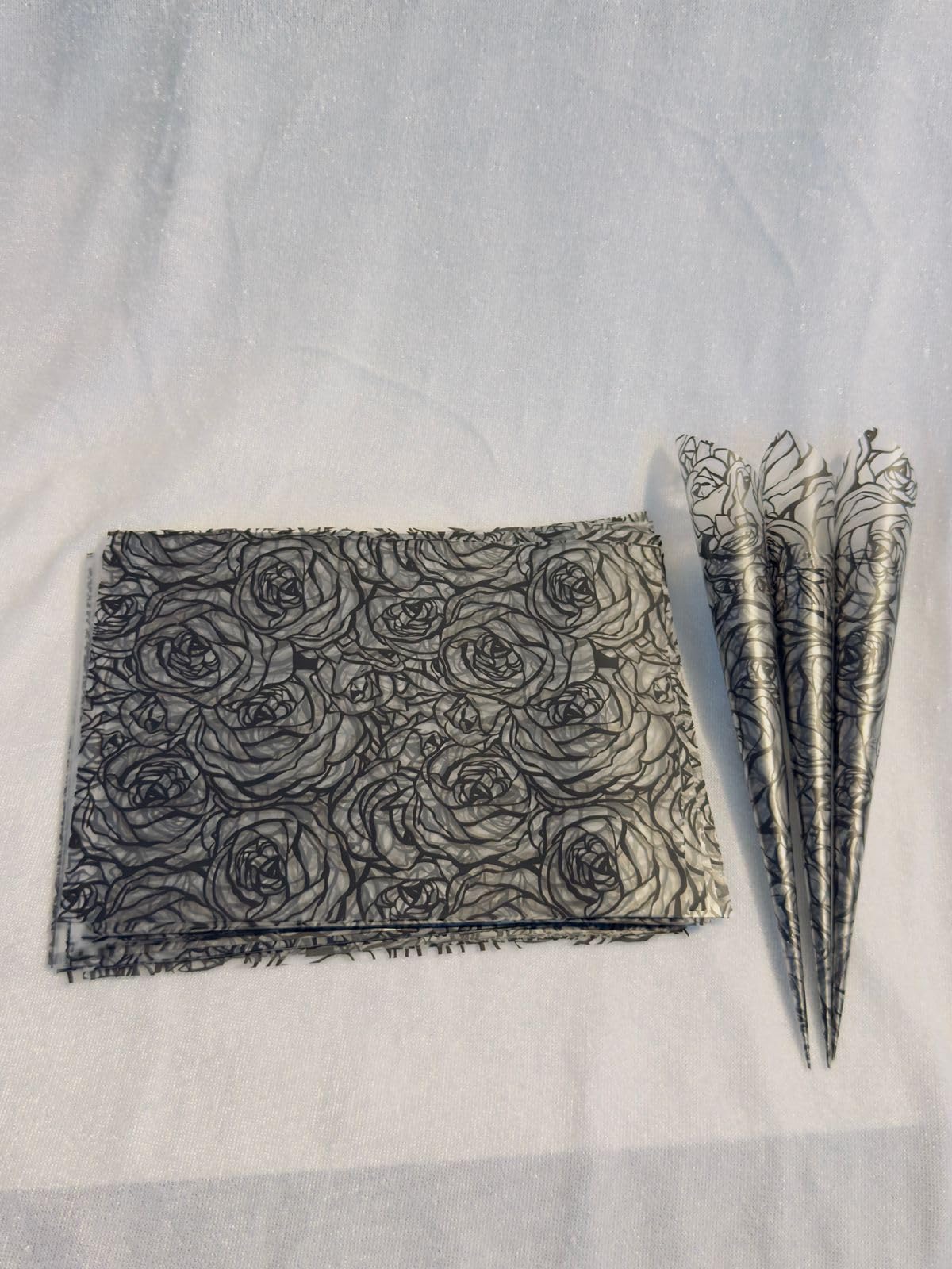 Pre-Cut Embossed Sheets for Henna Cones & Crafting - Versatile & Easy to Use (BLACK, regular)-picture-19