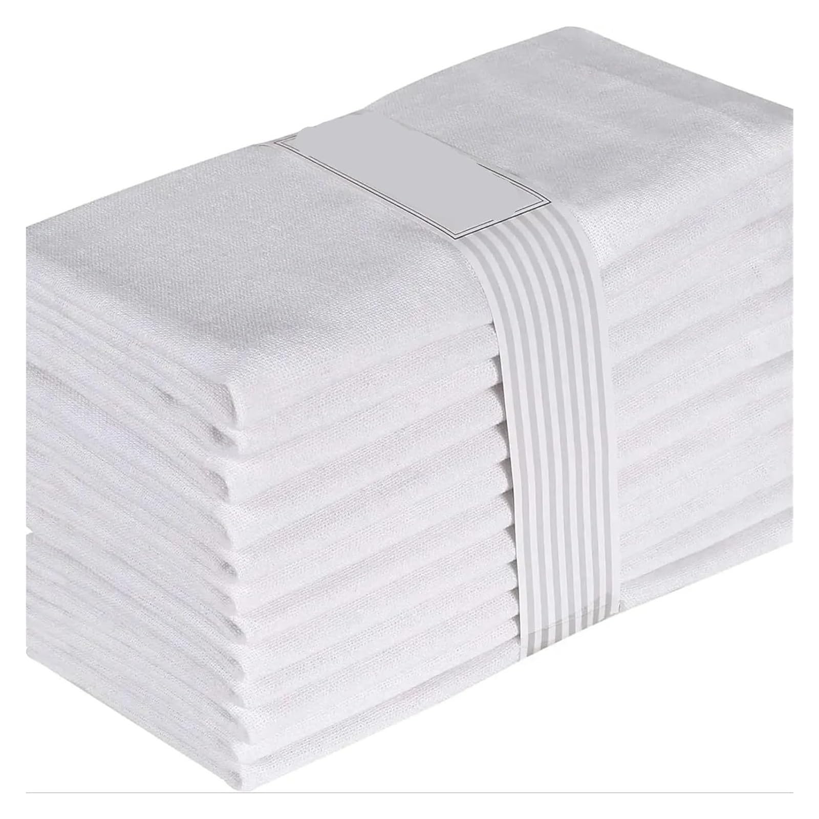 Servilletas de Mesa de algodón, Servilletas de Mesa Lino y algodón, 6 Piezas, Color Blanco, Varios tamaños, Esquinas ingleteadas(White 50x50cm)
