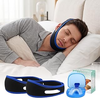 2 Pcs Kinnband Schlafapnoe Kinnriemen Schnarchen Anti Schnarch Kinnriemen Schnarchmaske Geeignet für Mundschnarchen mit 1 Set Schnarchschiene Männer Anti Schnarch Schiene Antischnarchschiene
