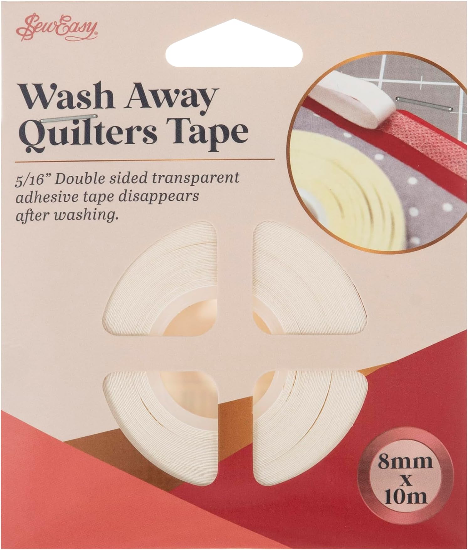 Wash Away Tape – 8mm x 10m Double Sided Transparent Adhesive Tape Tapes for Decoration in Celtic & Stained Glass Quilts, Sewing, Dressmaking, Quilting