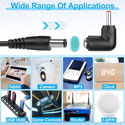Miniatura 3 de FARSENSE Cable de alimentación USB a CC de 5 V, cable de carga universal de CC de 0.217 x 0.083 in (3 pies) con 10 puntas de conector, cable de