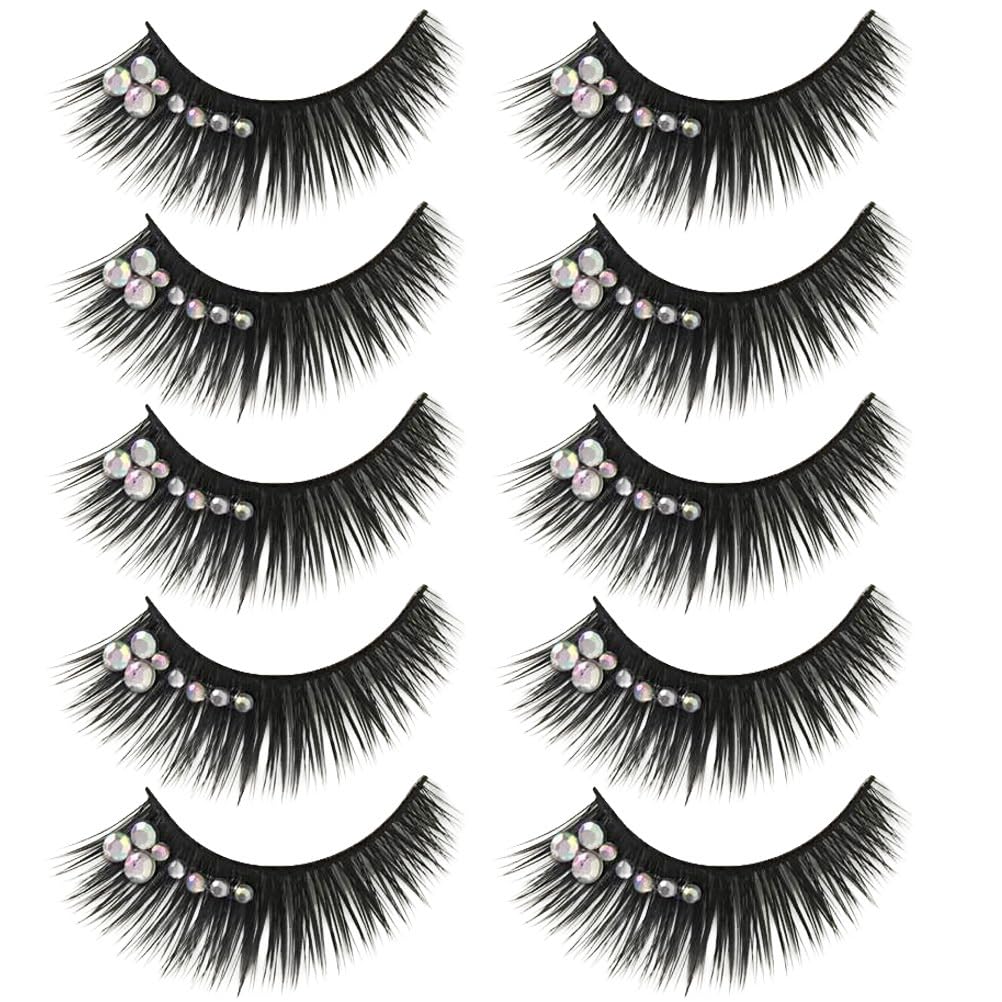 FRCOLOR Natural False Eyelashes 5 works Diamond Eyelashes Artificial Strip Lashes Eyelashes Fiber Natural False Lashes