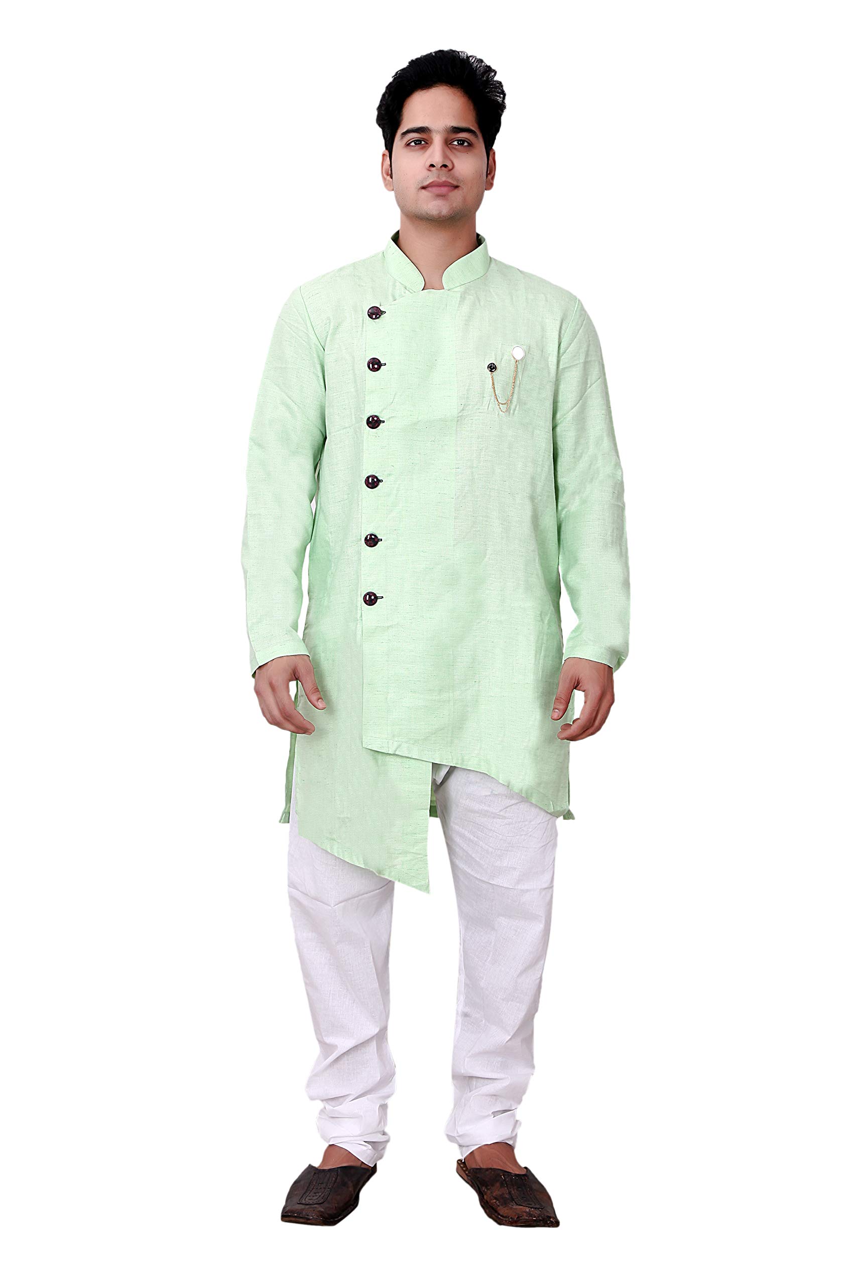 Basilio Men's Indo-Western Style Ethnic Set-101-Green-picture-12