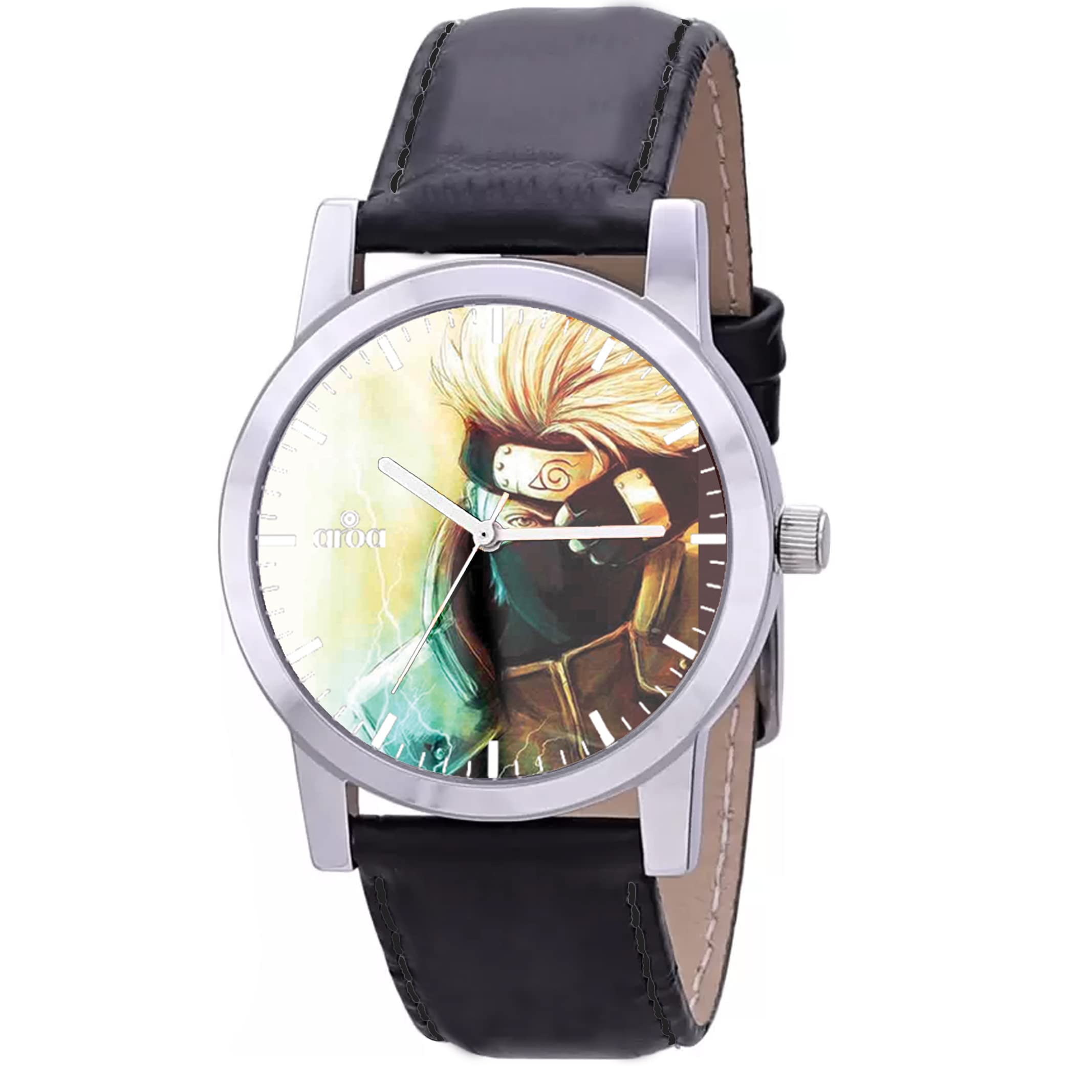 AROA Watch New Watch for Kakashi Hatake Anime Steel Metal Type Analog Watch Black Leather Strap Blue Dial for Men Stylish Watch for Boys (B0BZ58T51Z) Amazon Price History, Amazon Price Tracker