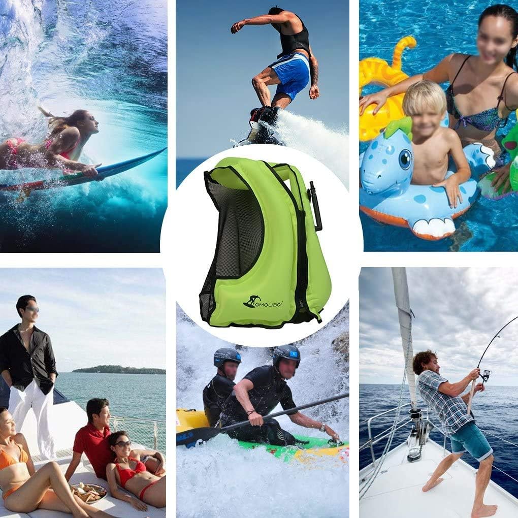 OMOUBOI Snorkel Vests Adults Inflatable Floatage Jackets Lightweight Kayak Buoyancy Vest Portable Floatage Vests for Diving Surfing Swimming Outdoor Water Sports (Suitable for 90-220lbs) : Sports & Outdoors