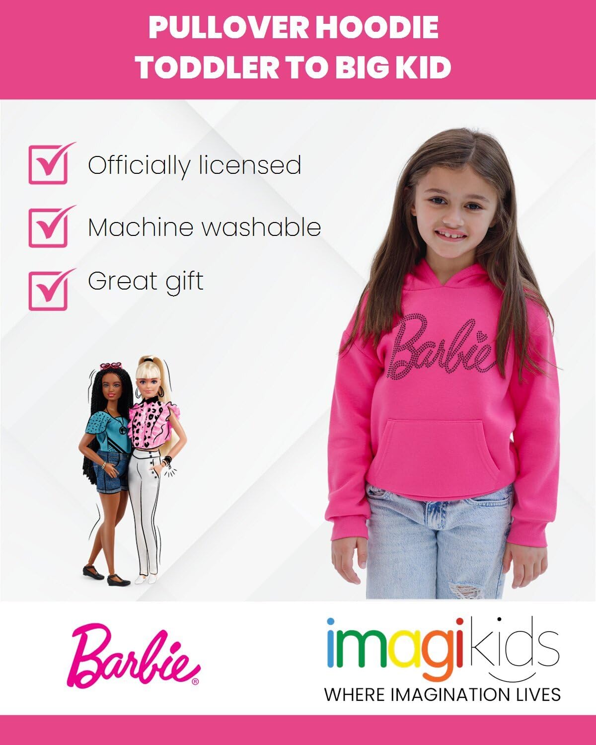 Barbie Dziewczęca bluza polarowa z kapturem od malucha do dużego dziecka