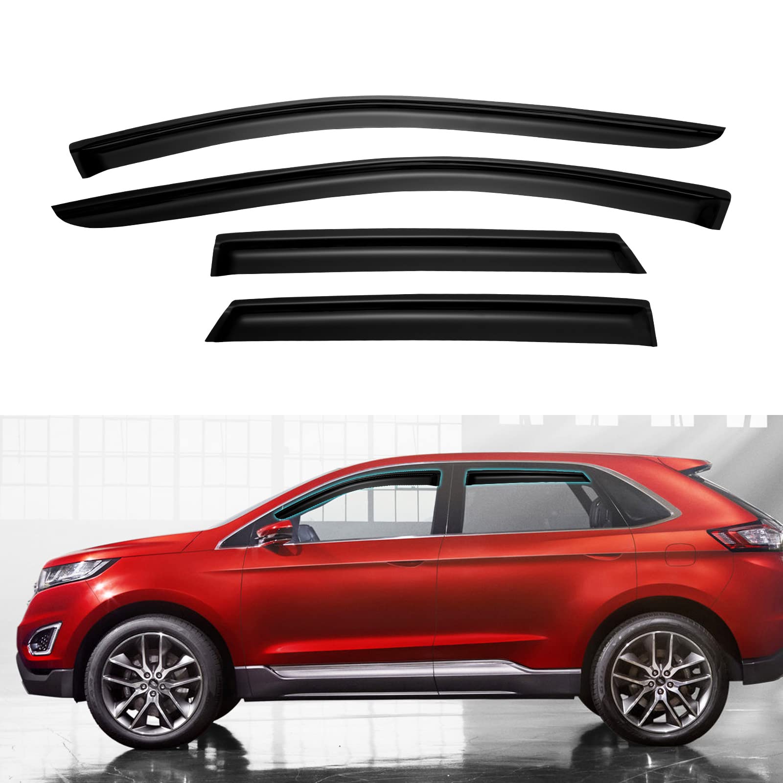 Photo 1 of YQAUTEC Window Rain Guards Vent Visors for 2007-2015 Ford Edge 07-15 Lincoln MKX