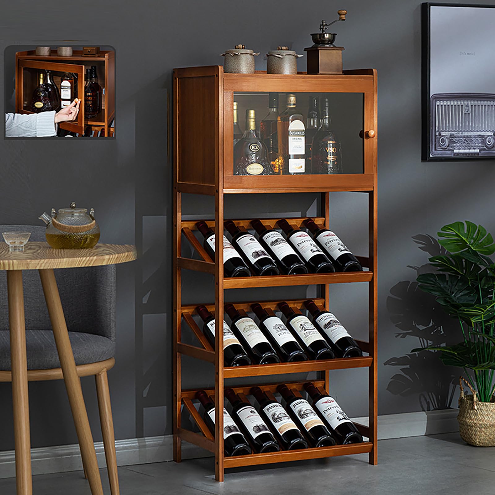 Amazon｜ワインバーキャビネット お酒収納ラック シャンパンホルダー