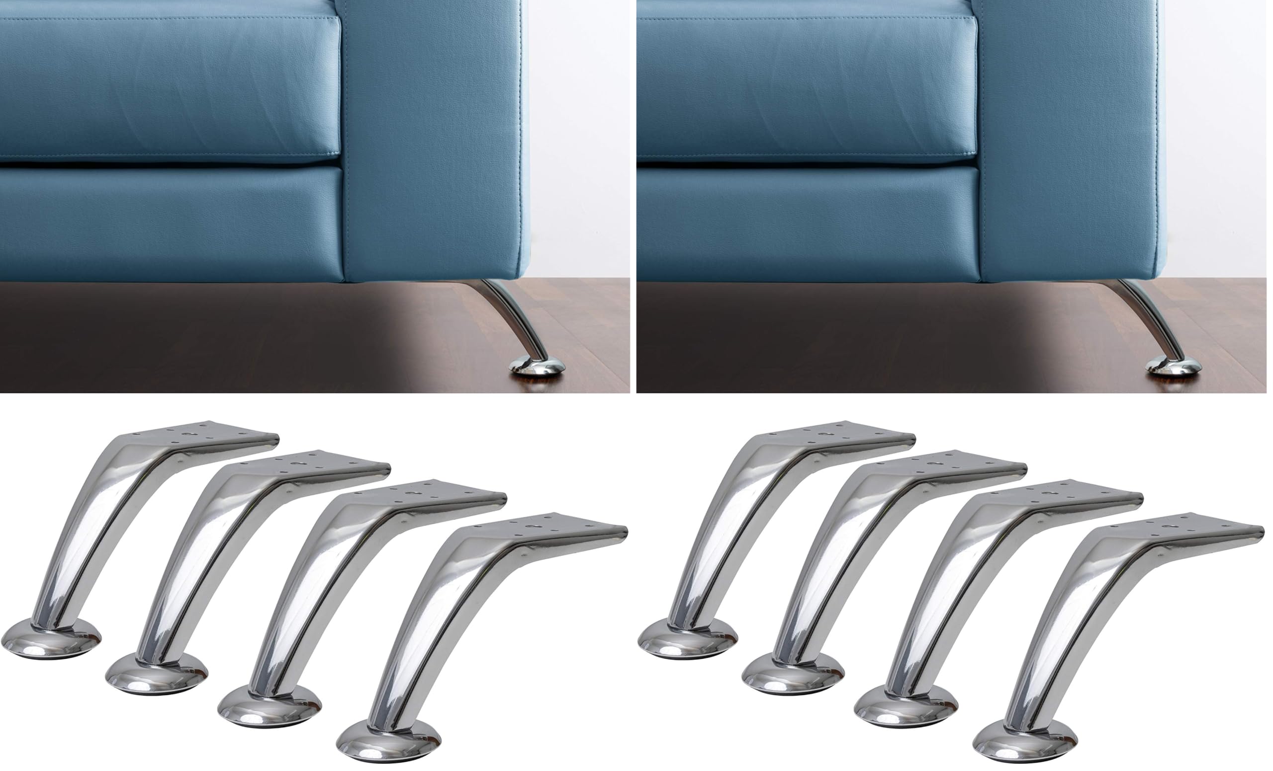 IPEA 4 Patas para Sofás y Muebles Modelo Cobalto – Altura 120 mm - Juego de 4 Patas de Hierro para Sillones, Armarios, Hogar – Diseño Moderno y Elegante – Color Cromado (Paquete de 2)
