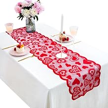 Ayieyill Valentines Day Decorations Set-Valentines Day Table Runner13 x 72 Inch Red Lace Table Runner for Wedding Party, Valentines Decorations - Valentines Day Decor Home Heart Table Runner