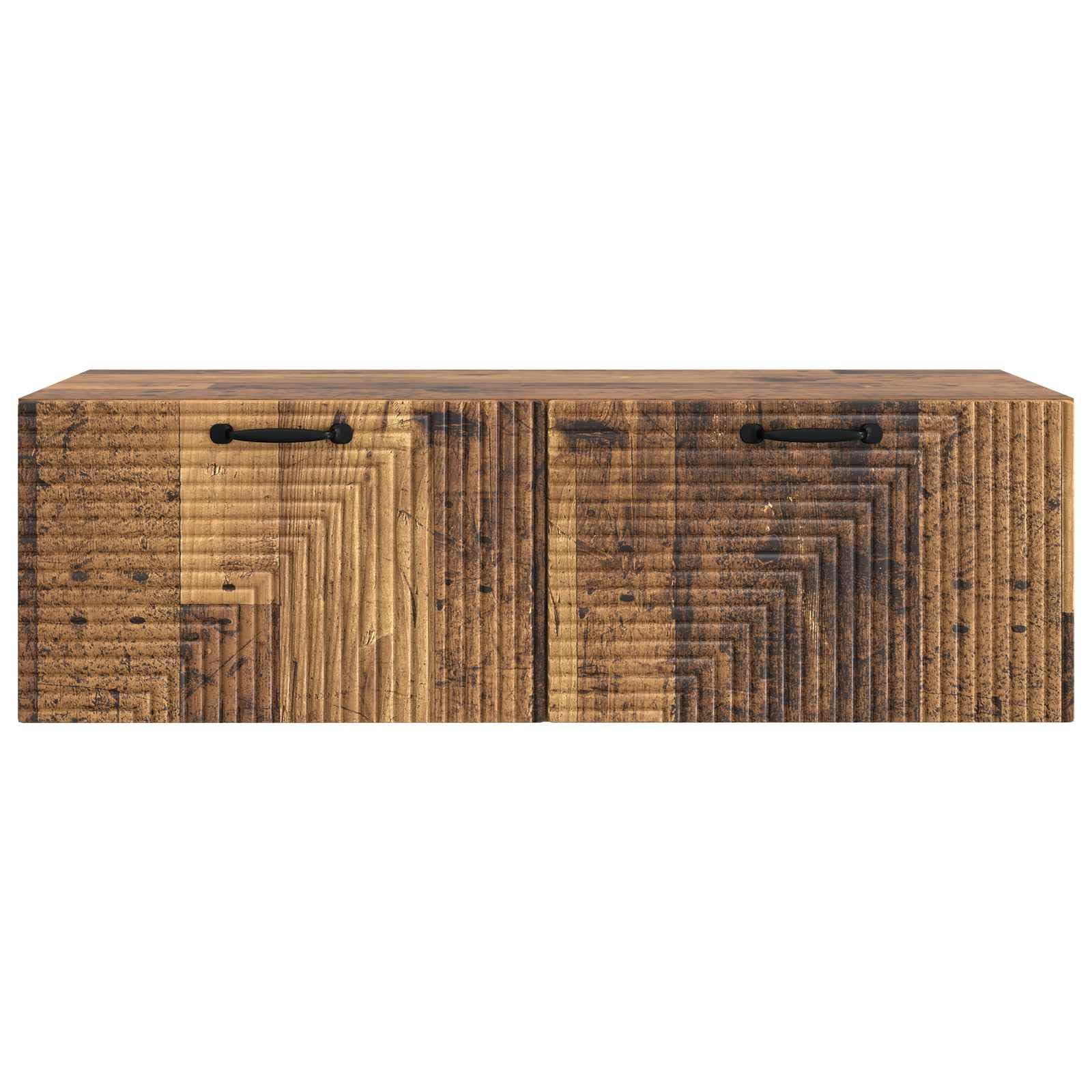 Mueble de TV de pared con aspecto de madera envejecida, 98 x 41 x 30 cm, mueble suspendido de madera, mueble de TV colgante con 2 puertas para salón, soporta hasta 60 kg