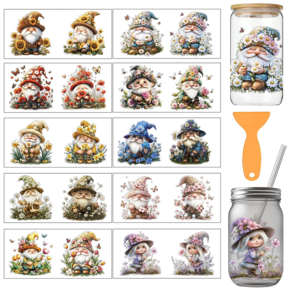 arricraft 10 Pcs Gnome Theme Cup Printing UV Transfer Papers