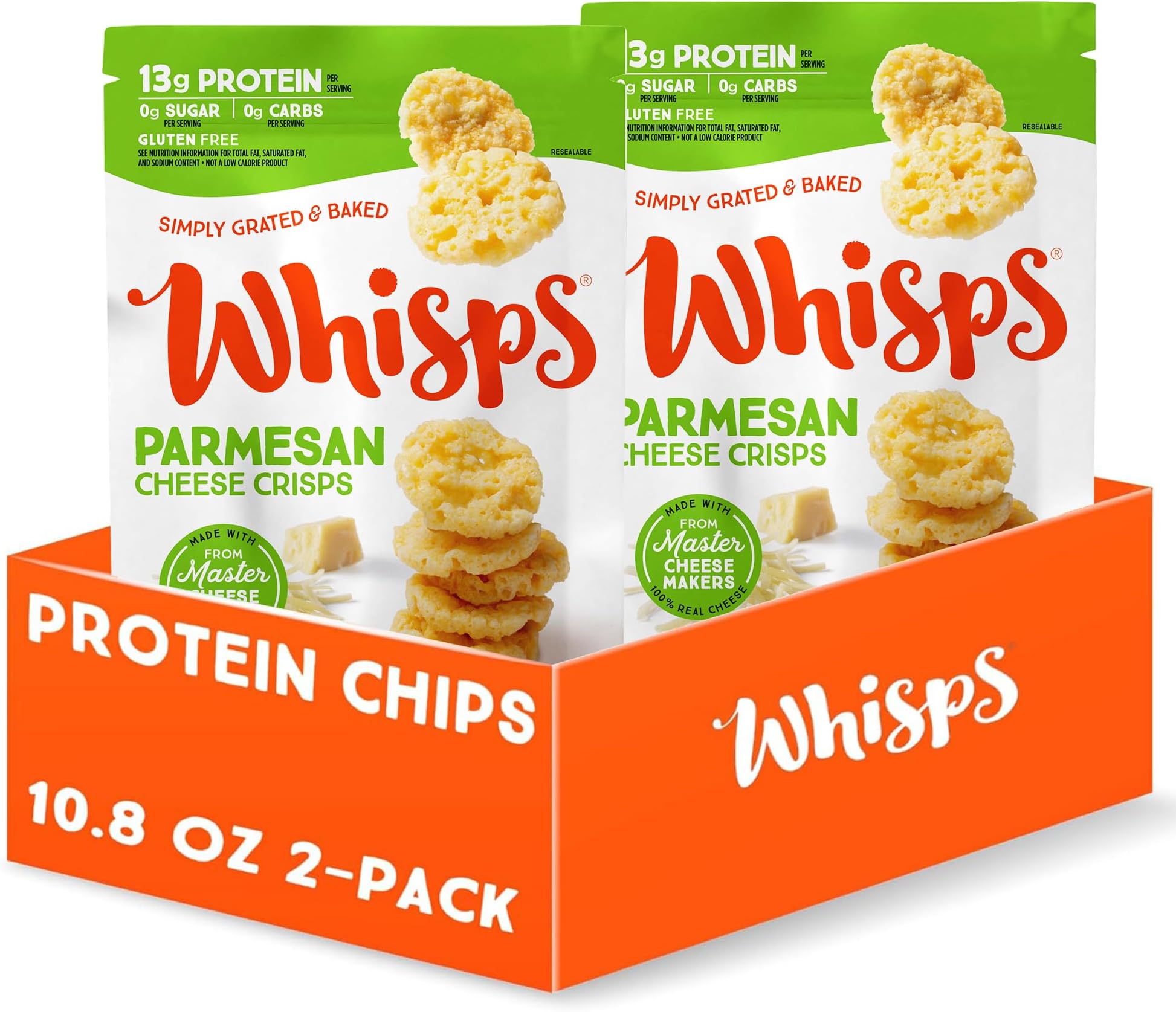 Cheese Crisps Parmesan Cheese | Protein Chips | Healthy Snacks | Protein Snacks, Gluten Free, High Protein, Low Carb Keto Food (10.8 Oz, 2 Pack)