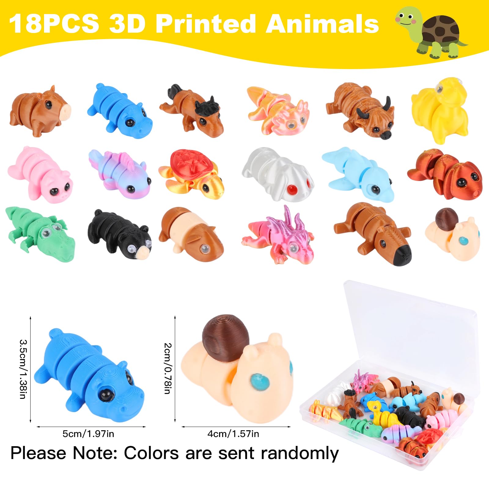 Tikplus 18 Pcs 3D Printed Animals, Mini 3D Printed Toys, Movable Joint Animal Figures - Image 2