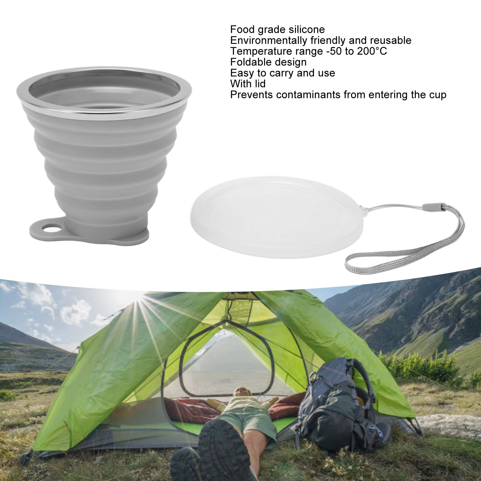 Silicone Collapsible Water Cup Portable Travel Coffee Drinking Mug - View #4