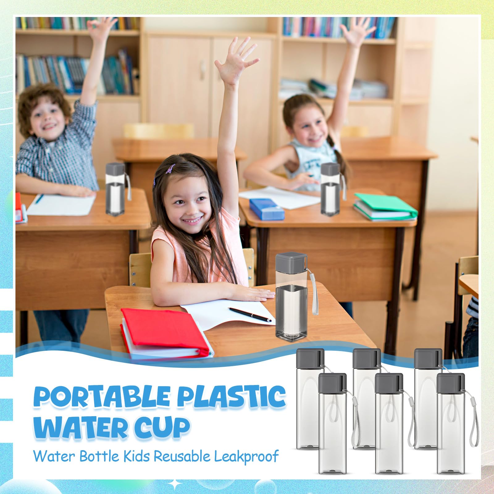 Mifoci 20 Bottiglie Acqua In Plastica 500 Ml Con Tappo A Ribalta – Per Palestra, Scuola E Sport, Colori Assortiti, Azzurro Cielo - 5