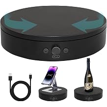 Rotating Display Stand,360 Silent Spinning Display Stand,Speed-adjustable Rotating Platform,Bidirectional Rotating Display Base,Multi-power Motorized Turntable For Showcase4.53inch/Black