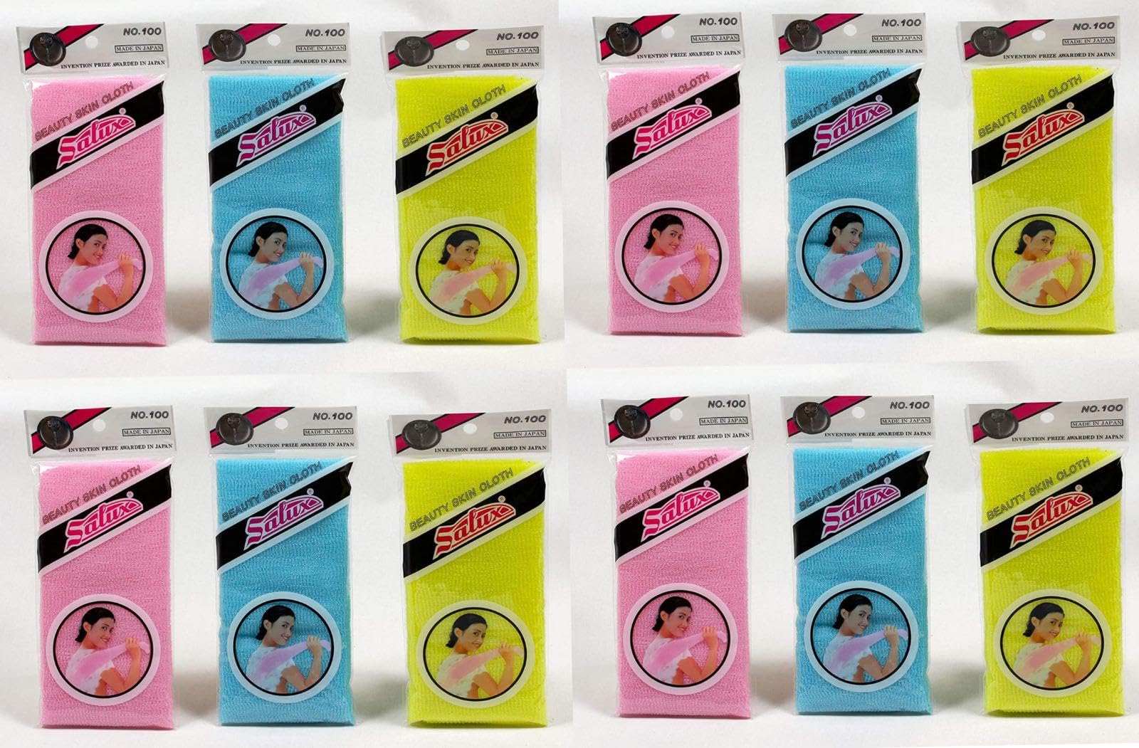 Serviette de bain SALUX en pack de 12 draps de douche absorbants jaune bleu rose mixés