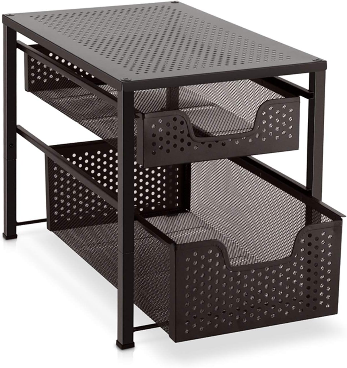 Auledio Stackable Multi-Function Under Sink Organizer 2 Tier Sliding Basket Cabinet, Bronze