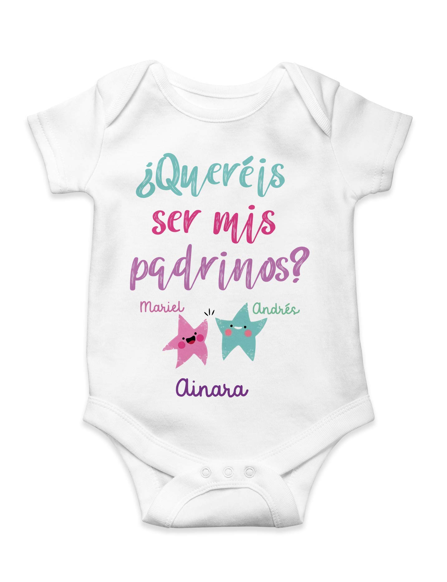 Body Bebé unisex ¿quereis ser mis padrinos? Personalizado con nombres