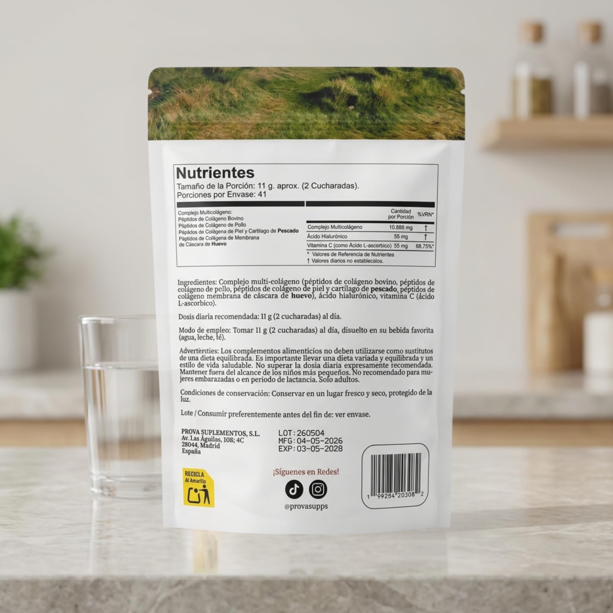 Colágeno Multicólageno Hidrolizado en Polvo | Tipos I, II, III, V y X | Con Vitamina C y Ácido Hialurónico | Colágeno para Mujeres y Hombres (454 g)