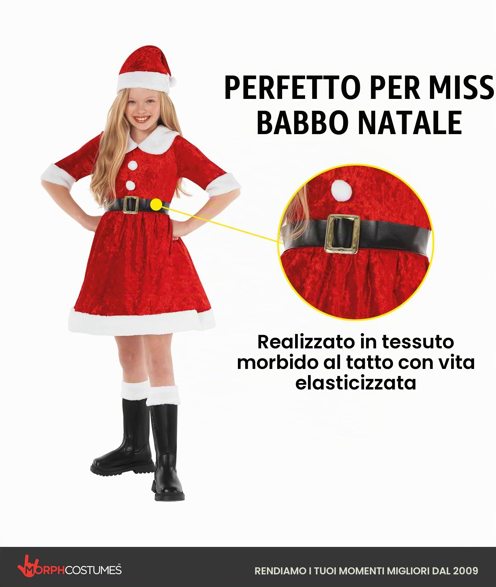 Morph Costume Babbo Natale Bambina, Costume Halloween Bambina