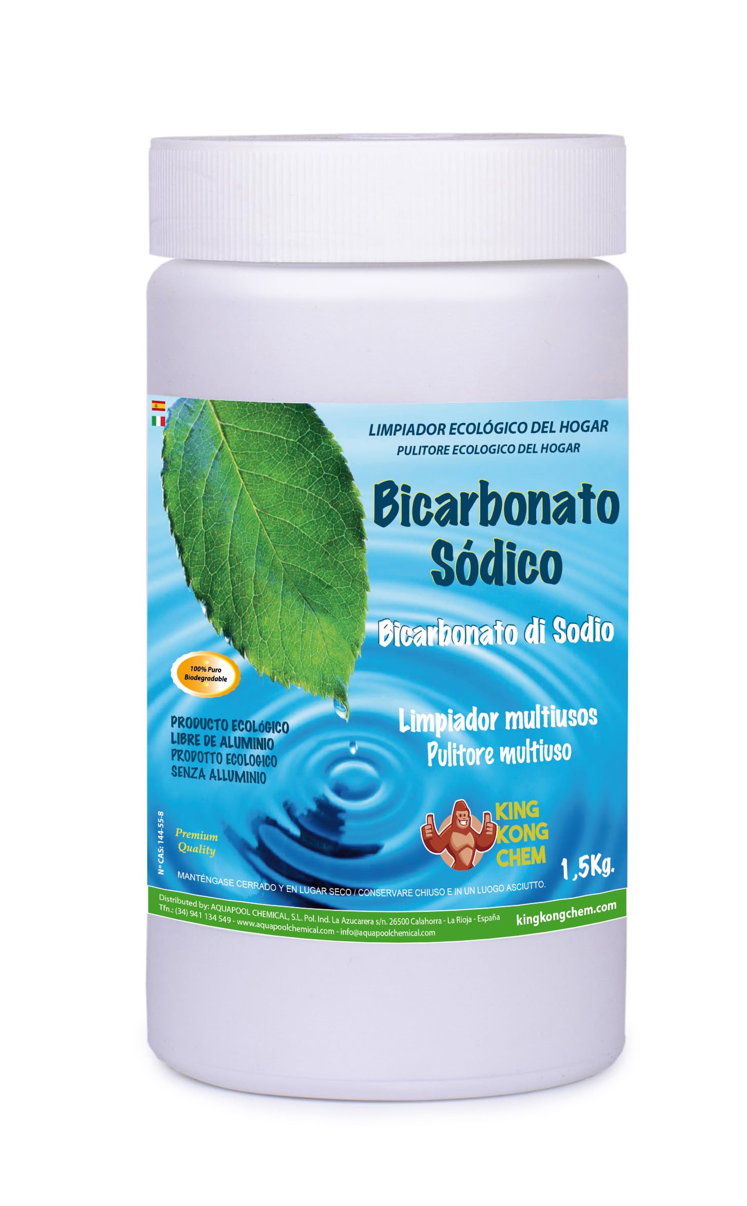 BICARBONATO DE SODIO 1,5 KG Limpiador Ecológico Hogar con Cucharilla Dosificadora DIASA