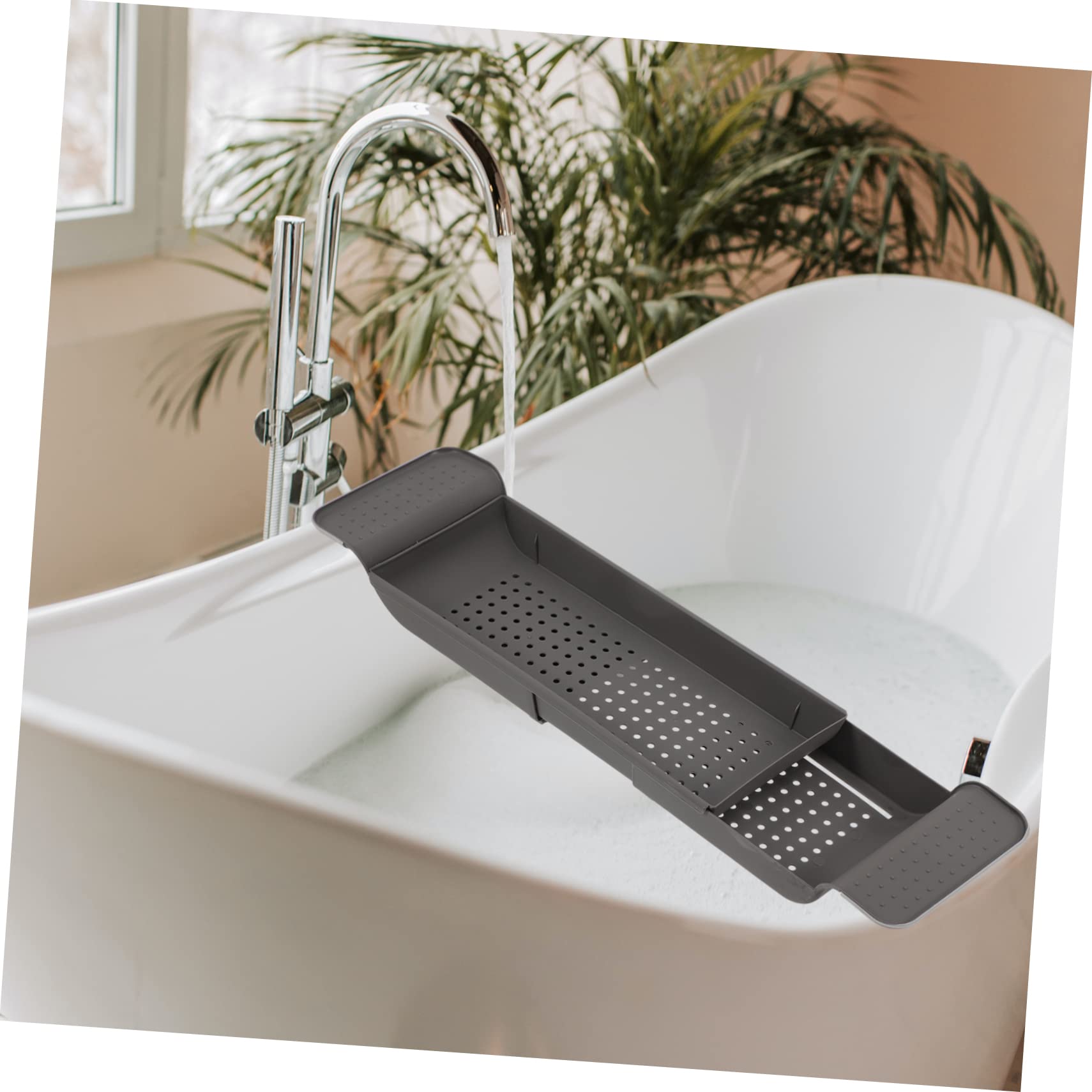 BEBEMOKO Expandable Bathtub Tray Adjustable Storage Shelf for Bathing Accessories Multipurpose Shower Gel Holder for Kitchen Bathroom Use Fine Workmanship Practical Design
