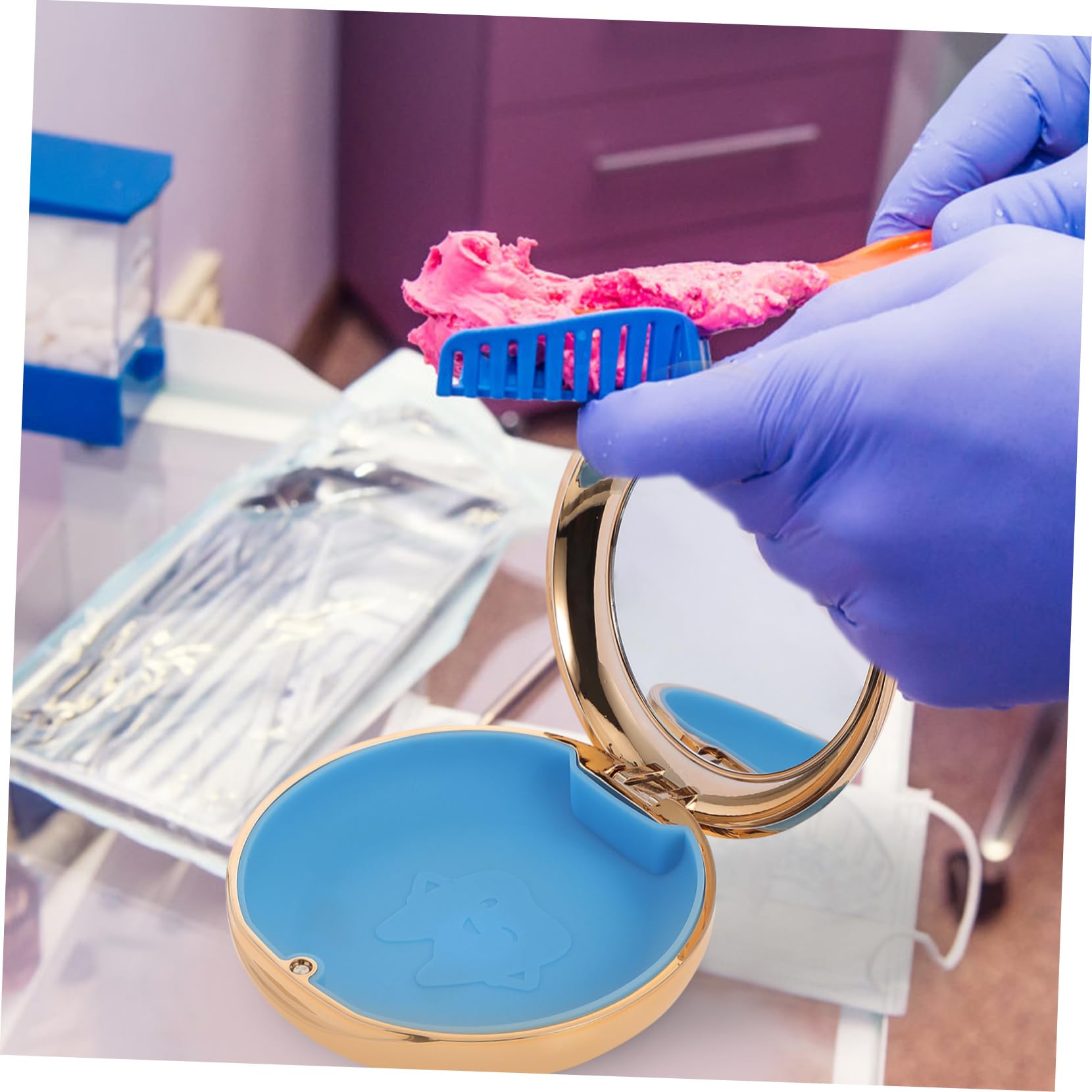 Vaguelly 1pezzi Scatola Per Apparecchi Ortodontici Realizzata Materiali Custodia Per Protesi Dentarie Scatola Per Igiene Orale e Portatile Superficie Liscia Resistente Graffi Mantiene Gli