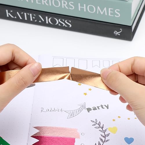 Miniatura 4 de NatSumeBasics 3 cintas adhesivas Washi de bronce dorado metálico de 0.6 pulgadas x 32 pies, calcomanías adhesivas adhesivas de papel de aluminio