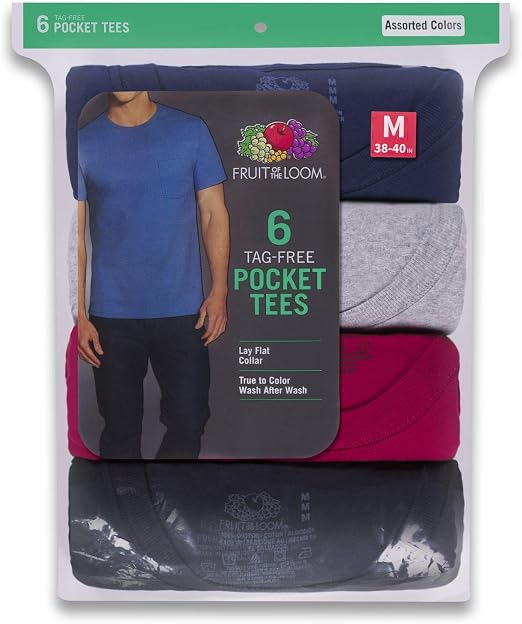 fruit of the loom mens pocket t