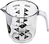 Chef Craft Clear 1-Cup Plastic Measuring Cup - Durable, Shatterproof with US & Metric Markings, Dishwasher Safe