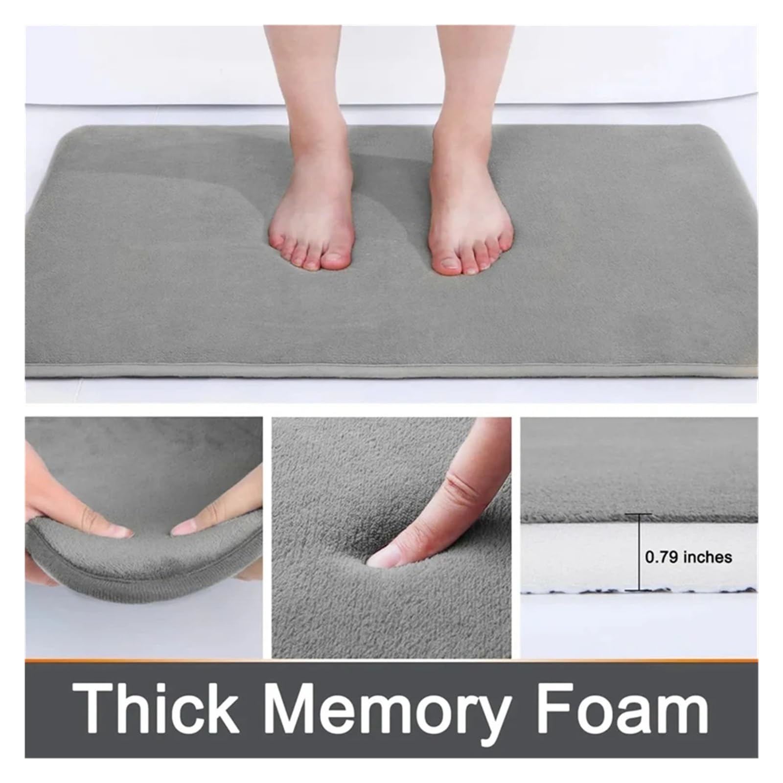 Tapis de salle de bain antidérapant en mousse à mémoire de forme, super absorbant et lavable, pour salon et chambre à coucher, tapis doux pour décoration de douche