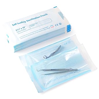 200 PCS Sterilization Pouches Sterilization Bags 5.3 x 11 inch, Annhua Self-Sterilization Pouches Sterilizer Bags for Dentist Tools, Beauty Toolkits