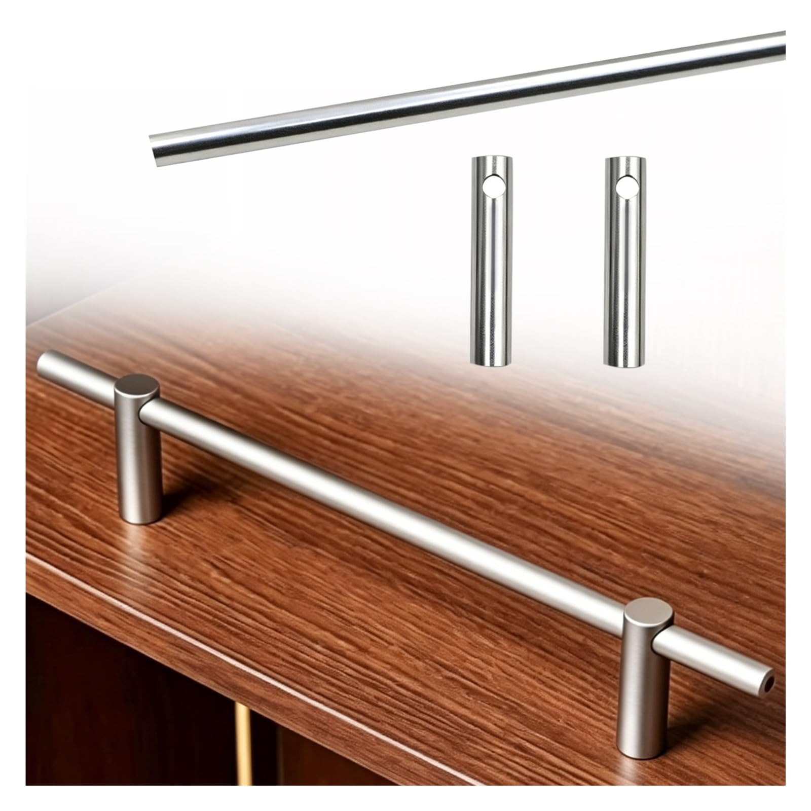 Hphdfs Style D Tipping Rail Bar Silver 95 85 75 70 65 60 55 50Cm, Metal Shelf Guard Railing Decor For Hanging Shelving, Shoe Racks, Detachable Cabinet Fence With End Caps & Screws(,8In/20Cm)