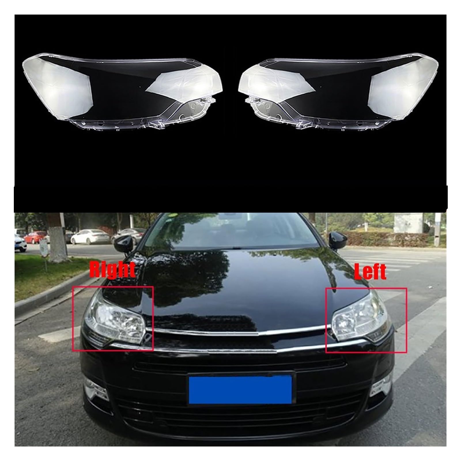 FKHBZM Couvercle De Phare De Voiture Pour Citroën C5 2010-2016, Coque En Plastique Pour Lentille De Phare, Remplacement Du Verre D'origine Ombre(1pair