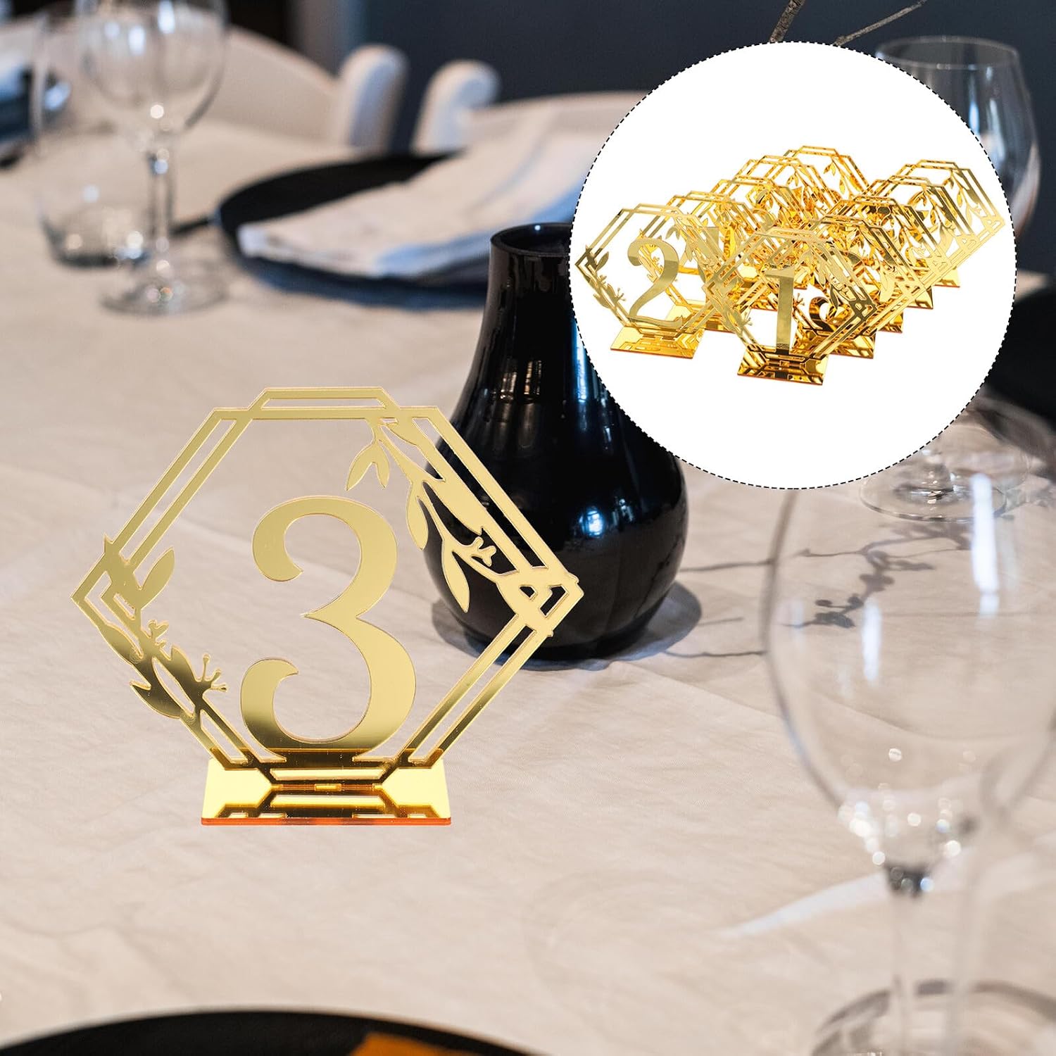 GLEAVI 10pcs Acrylic Wedding Table Signs Double-sided Reserved Seating Numbers 1-10 Decorative Tabletop Signs for Banquet and Reception