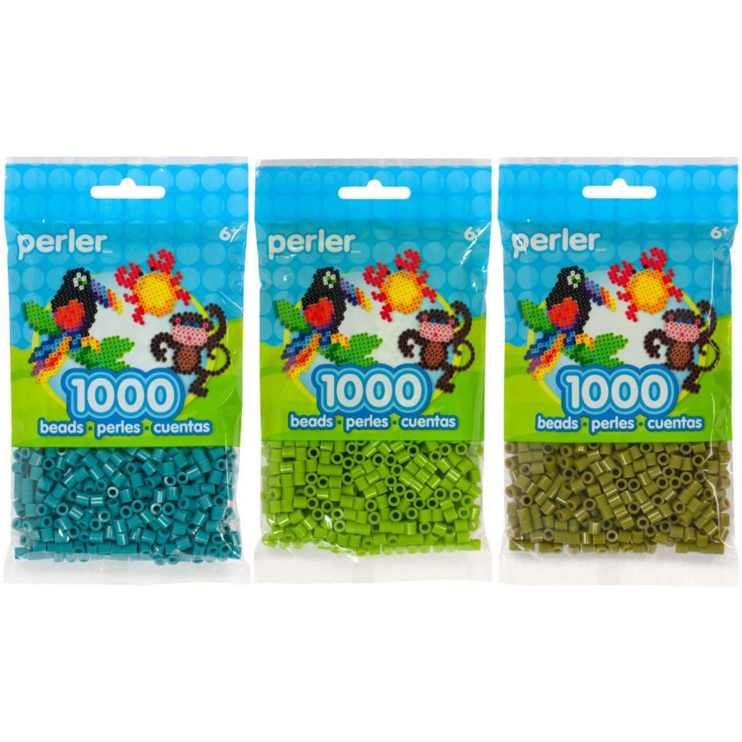 Perler Lot de 3 sachets de perles - Bleu sarcelle, fougère et olive