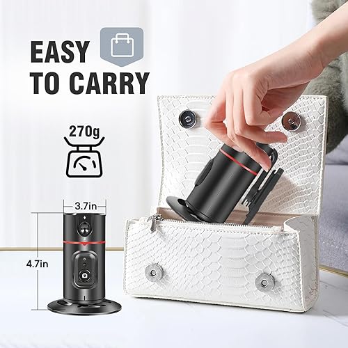 Miniatura 7 de Trípode automático de seguimiento facial, soporte inteligente de seguimiento giratorio de 360 con control remoto de luz de llenado, soporte de