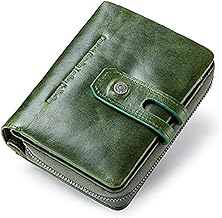 Contacts Men's Genuine Leather Wallet | RFID Blocking Wallet for Men| 14 Card Slots, 1 ID Window | 1 Zipper Coin Pocket (Seaweed Green)…