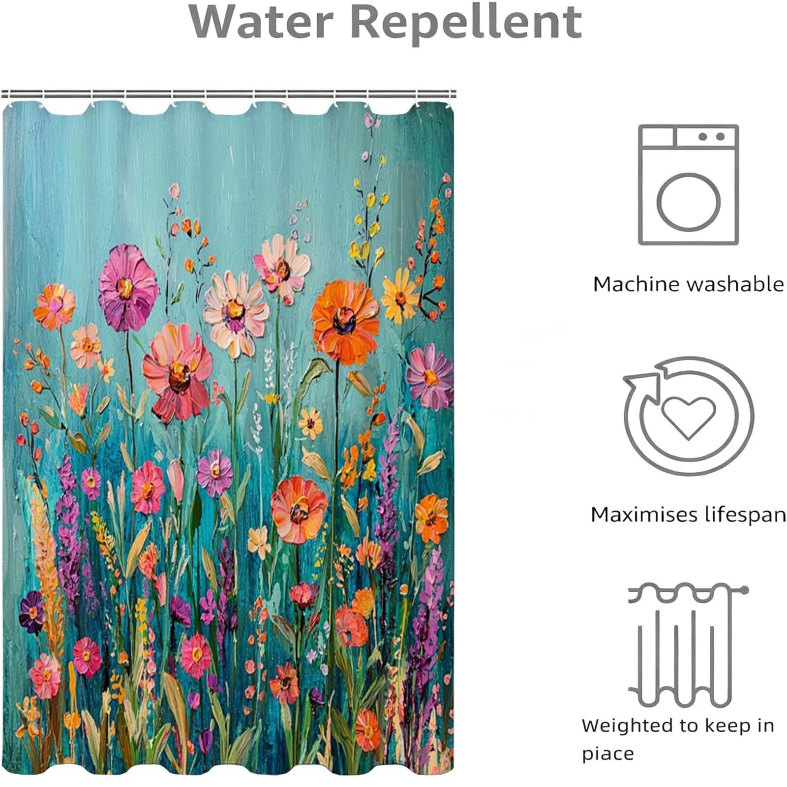 Rideau de Douche 150x200cm, Bleu Rideau de Baignoire D-524