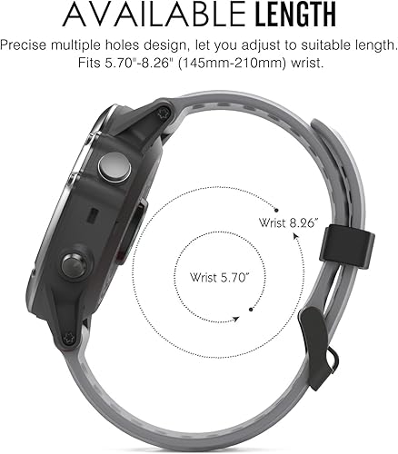 Miniatura 6 de MoKo Correa compatible con Garmin Fenix 3Fenix 5X, correa de repuesto de silicona suave para Garmin Fenix 3Fenix 3 HRFenix 5X5X PlusD2 Delta